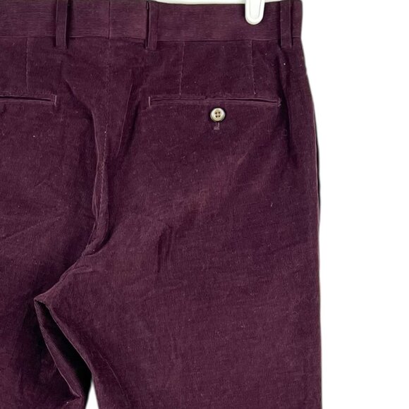 Tallia Men's Maroon Corduroy Pants Size 32x32 Slim Fit Mid Rise Straight Leg - Picture 6 of 12